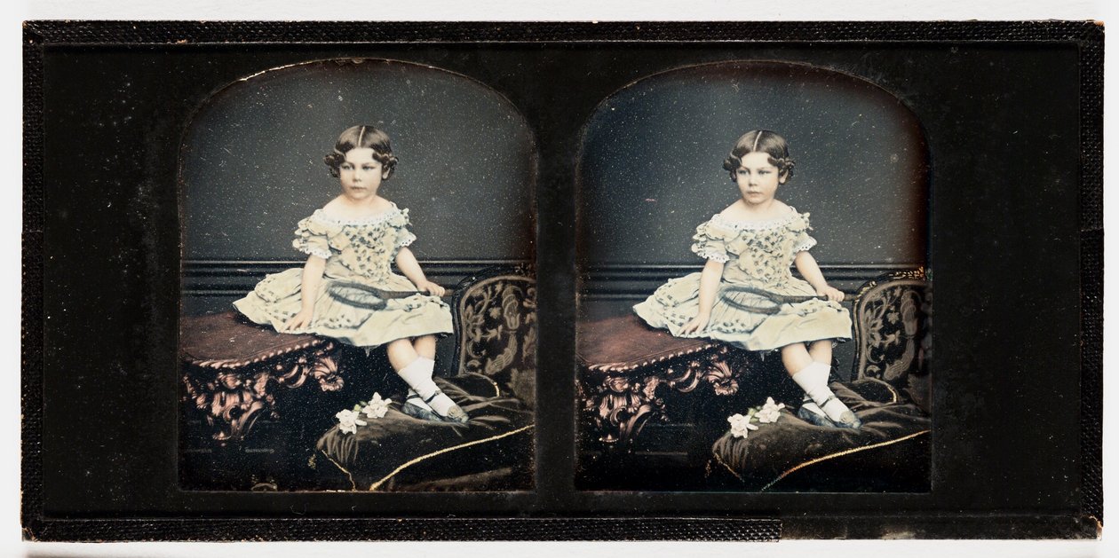 若い女の子、1855年頃（ステレオダゲレオタイプ）